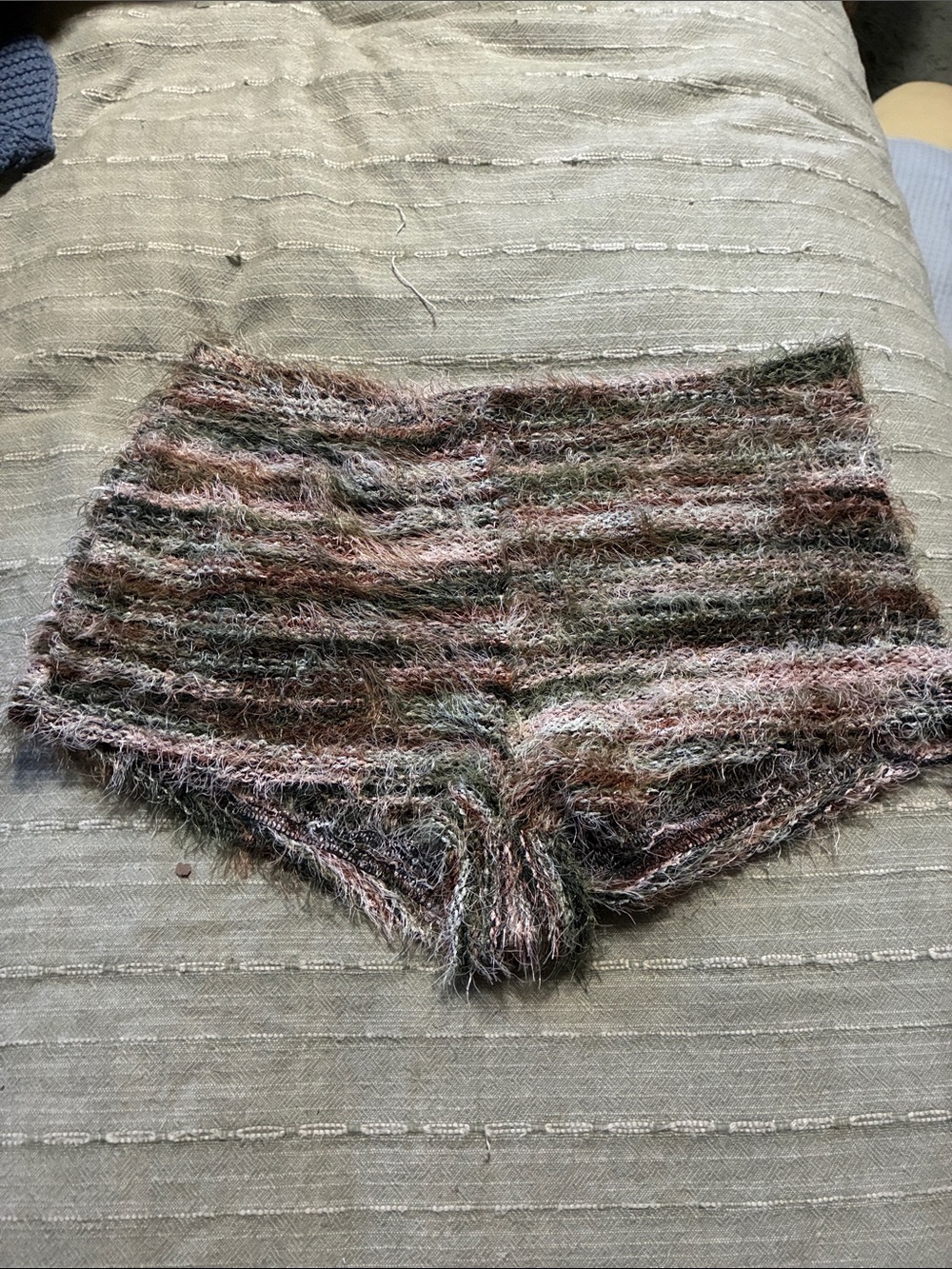 Fuzzy Multicolor Knit Bike Shorts — Pink & Green Accent